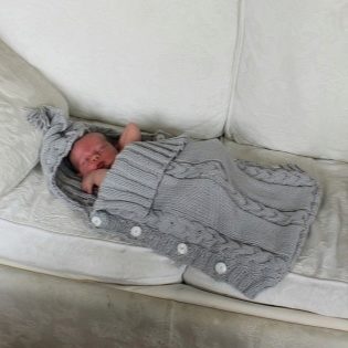 Knitted handmade sleeping bag for newborns