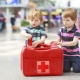 The first-aid kit for the child in a trip to the sea