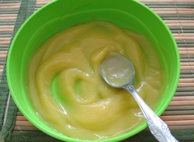 Mashed zucchini in a double boiler