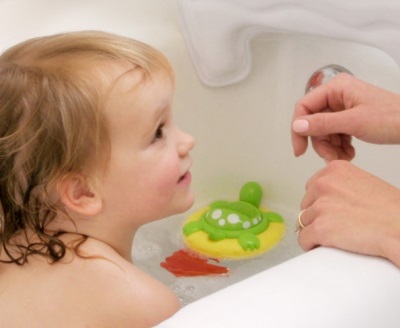 Bathing baby