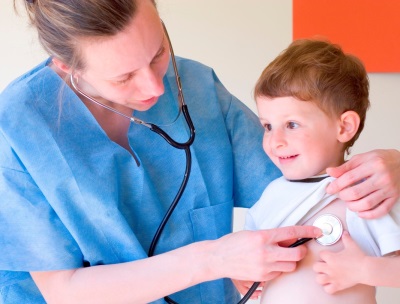 Examination of the child at the doctor