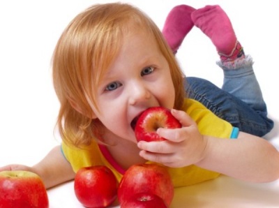 Girl eating an apple