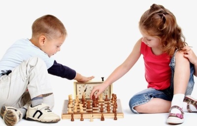 Kids playing chess